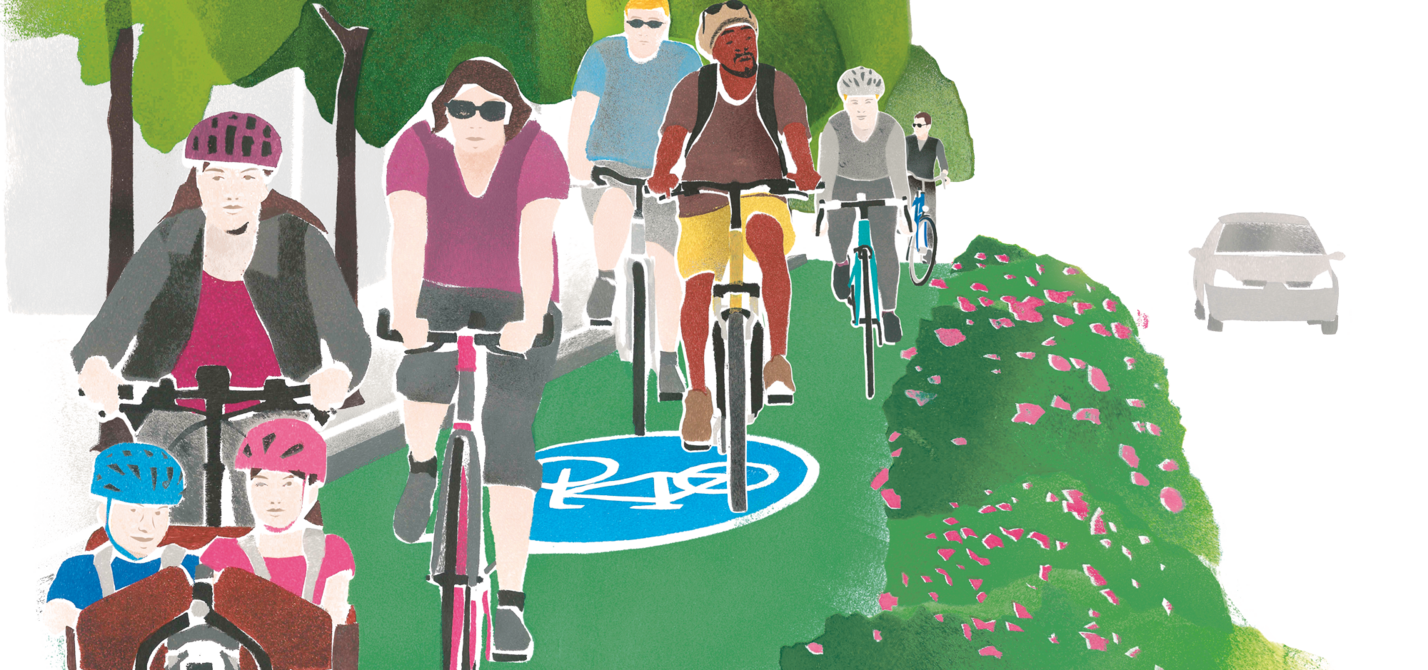 Illustration geschützer Radfahrstreifen